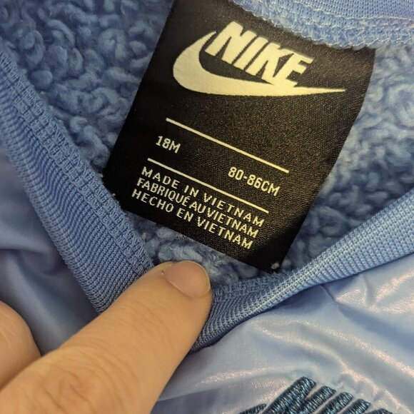 Nike Fleece Puffer Pullover Jacket Purple Blue Periwinkle Unisex 18M Sweatshirt - Picture 3 of 5